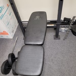 Gold's Gym bench weights and weight rack included